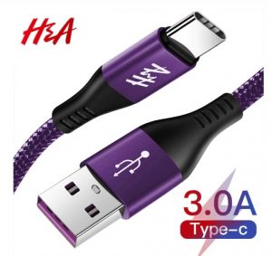 H & 3A סוג C USB כבל 1 m 1.5 m 2 m מהיר טעינה ניילון USB סנכרון נתונים נייד טלפון אנדרואיד סוג-C מטען כבל עבור סמסונג כבל