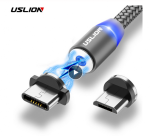 USLION מגנטי USB כבל טעינה מהירה USB סוג C כבל מגנט מטען נתונים תשלום מיקרו USB נייד כבל טלפון כבל USB כבל