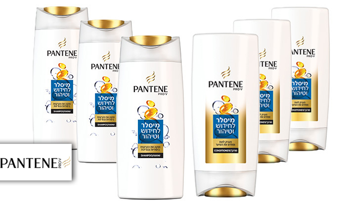 6 בקבוקי שמפו או מרכך פנטן פרו-וי מיסלר PANTENE