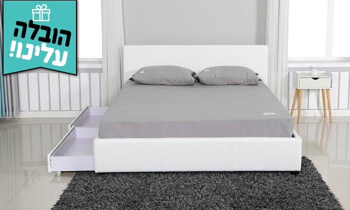 מיטה זוגית בריפוד דמוי עור GAROX דגם אדל - משלוח חינם