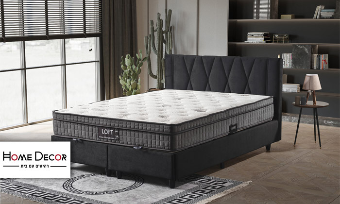 מיטה זוגית מרופדת HOME DECOR דגם לופט, אפשרות למזרן בתוספת תשלום